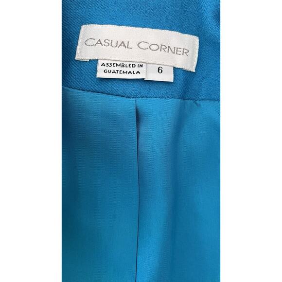 Womens Sz 6 Blazer Jacket 100% Wool Teal Grannycore Boho Work Professional Prep - Picture 8 of 12